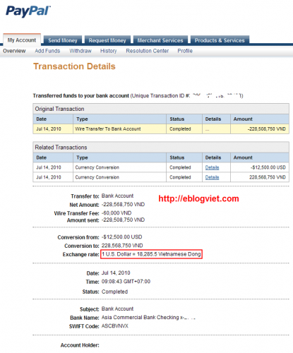 PayPal transaction PayPal transaction 415x500 5 Lưu Ý Giúp Rút Tiền Từ PayPal về Ngân Hàng Thành Công